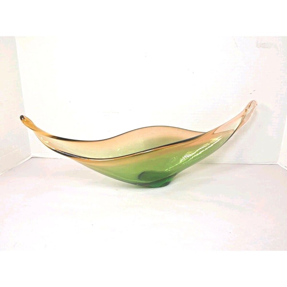 Vintage Italian Murano Art Glass Pulled Elongated Decorative Bowl centrepiece